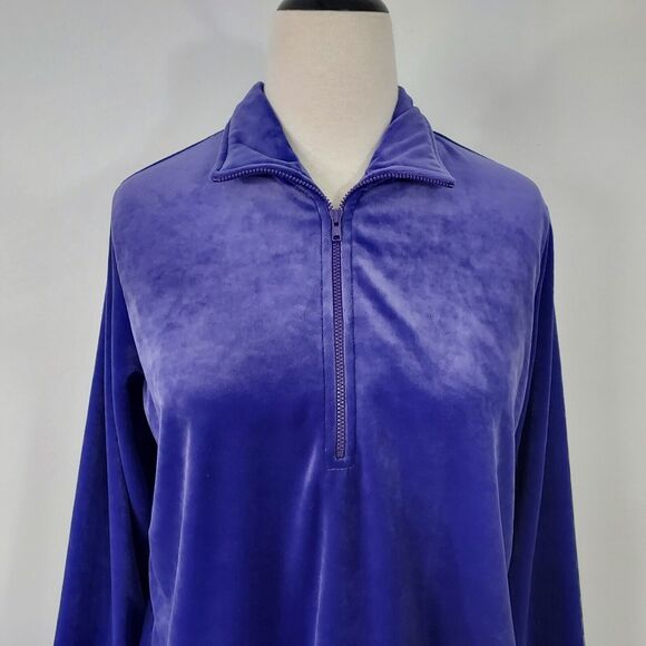 All American Comfort 1/4 Zip Tracksuit Jacket Velvet Velour Womens Medium Purple - Picture 3 of 12